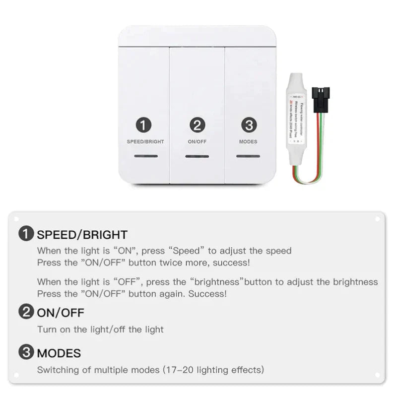 DecorBites™ Flowing LED Strip Light: SMD 2835 Pixel Horse Race Tape Light with Wireless Controller