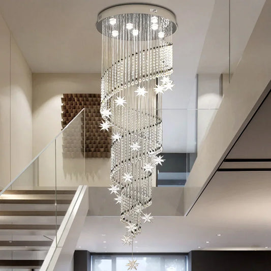 DecorBites™ Crystal Chandelier: Modern Luxury LED Hanging Light for Staircase, Living Room, Hallway
