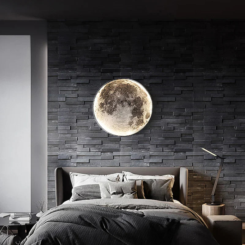 Lámpara de pared LED DecorBites™ Creative Moon Earth para espacios de vida modernos