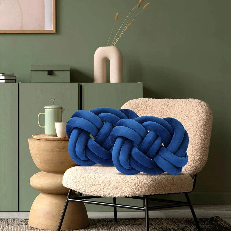 DecorBites™ Blue Handmade Knot Throw Pillows for Couch - Soft Decorative Comfort Pillow