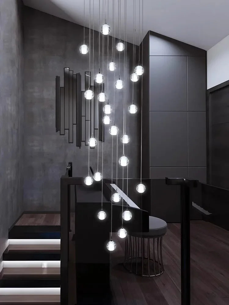Modern Spiral Crystal Ball Staircase Pendant Chandelier