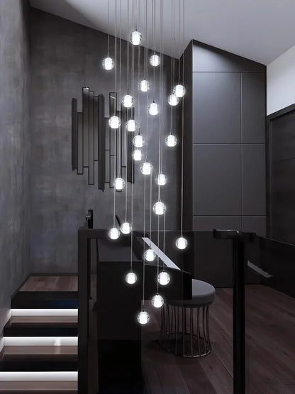 Modern Spiral Crystal Ball Staircase Pendant Chandelier