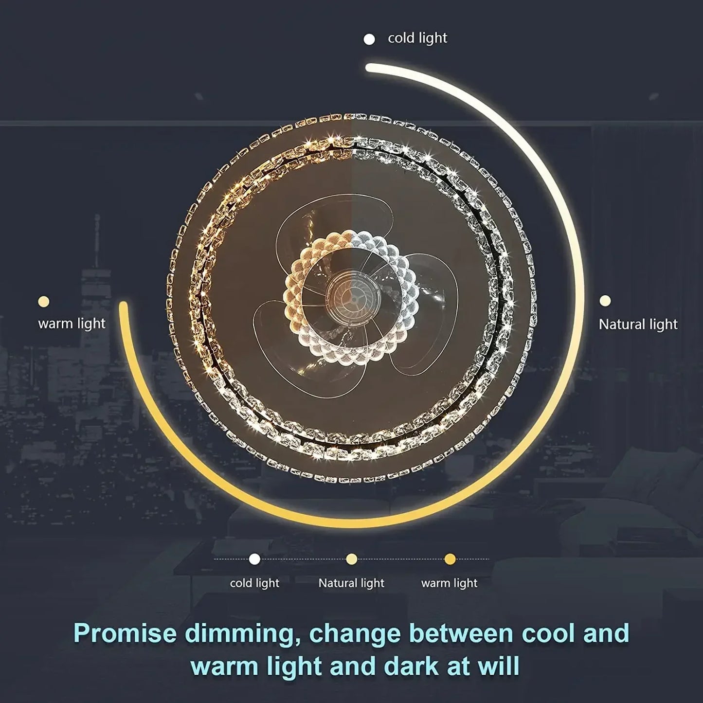 DecorBites™ Crystal LED Ceiling Fan with Remote Control Flush Mount Profile