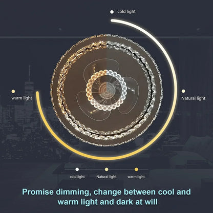 DecorBites™ Crystal LED Ceiling Fan with Remote Control Flush Mount Profile