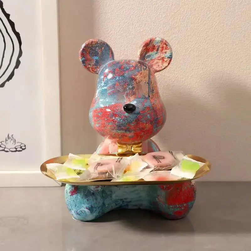 DecorBites™ Graffiti Bear Figurine Statue Key Shelf Decor - Modern Table Sculpture