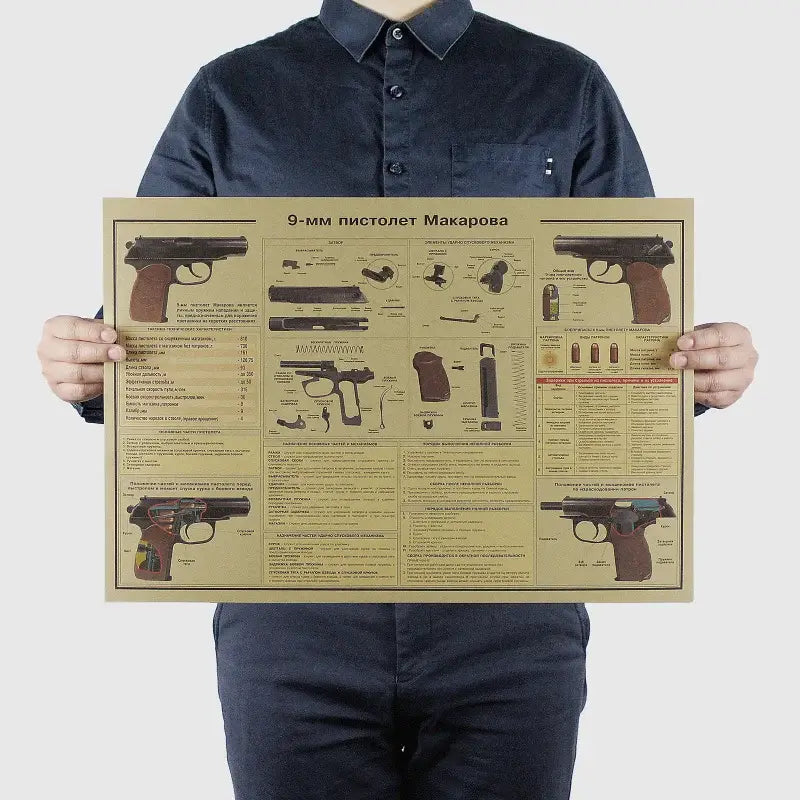 H1228-手枪结构图-800x800.jpg DecorBites™ Vintage AK74 Pistol Wall Art Poster