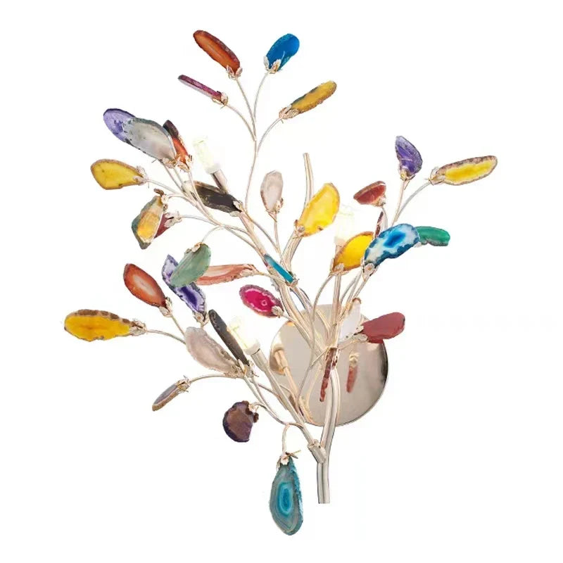 ديكوربايتس™ مصباح حائط LED من العقيق، تركيب سطحي معدني ذهبي، لمبة E14 G4