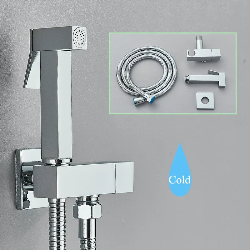 DecorBites™ Black Brass Bidet Faucet: Single Cold Water Tap, Handheld Sprayer Gun, Hygienic Shower Cleaner
