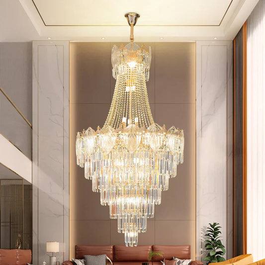 DecorBites™ Elegant Crystal Duplex Chandelier for Livingroom, Hotel, and Villa