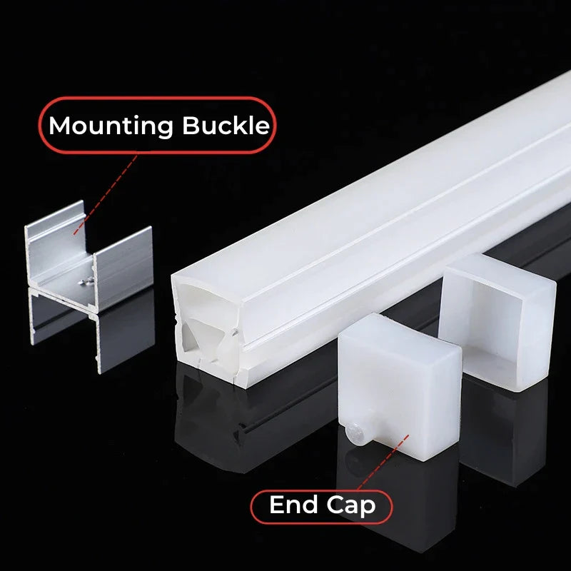 DecorBites™ LED Silicone Tube Profile Connector Clip Plug Neon Strip Lights End Cap Kit