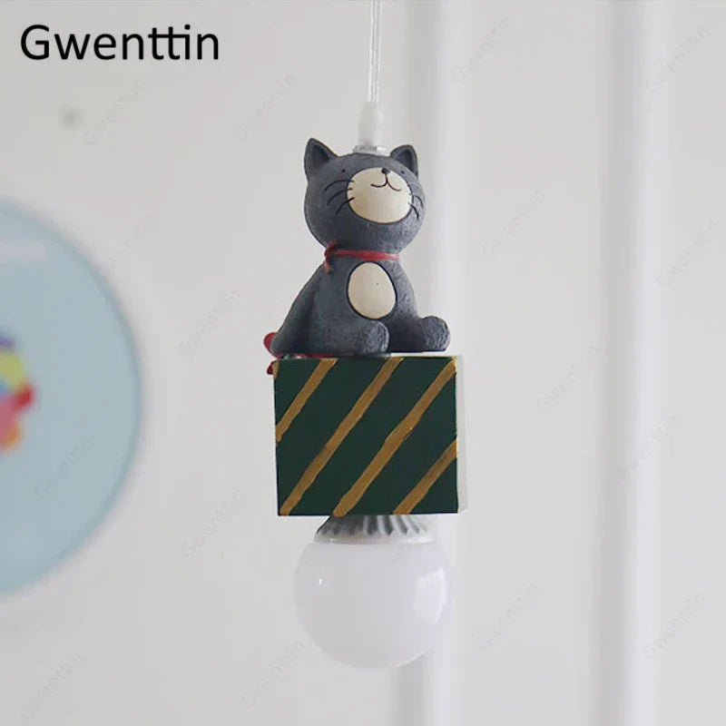 ديكوربايتس™ مصباح معلق للأطفال على شكل حيوان: أرنب، أسد، قطة، تركيبات إضاءة سقف LED