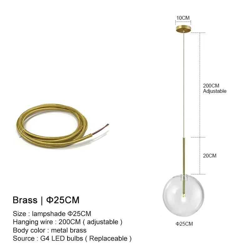 DecorBites™ Clear Glass Ball Pendant Chandelier for Dining Room Bedroom Decor Lighting