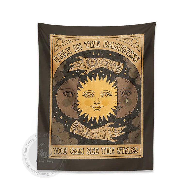 Decobites Star Tarot Tapestry Wall Hanging Witchcraft Divination Moon Sun Stars Dorm Decor