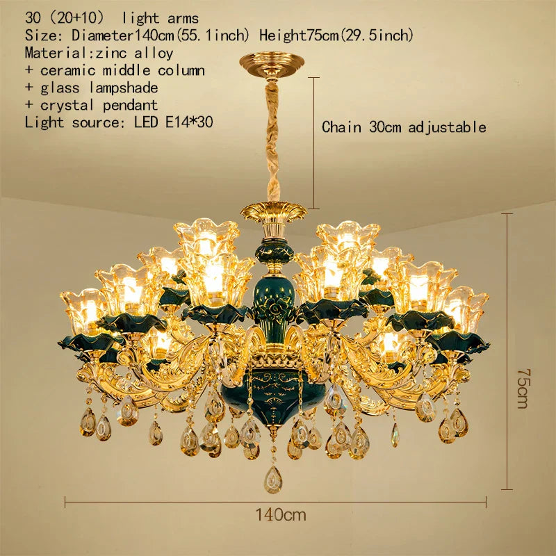 Decorbites™ Dunkelblaues Kristall-Lüster, Vintage-Stil Deckenleuchte für Wohnzimmer, Schlafzimmer, Villa