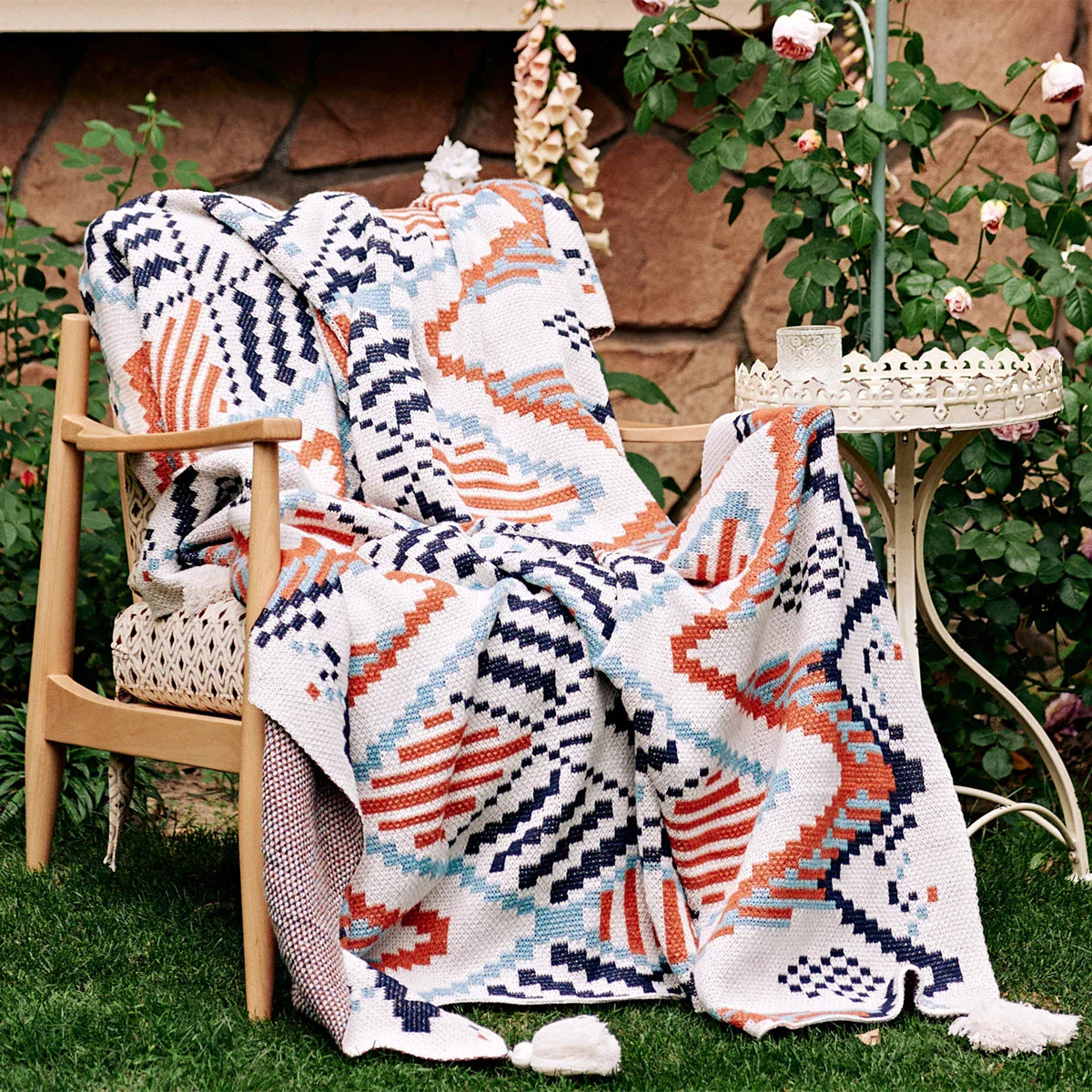 DecorBites™ Boho Geometric Summer Blanket - Thin & Breathable Quilt for Children and Adults