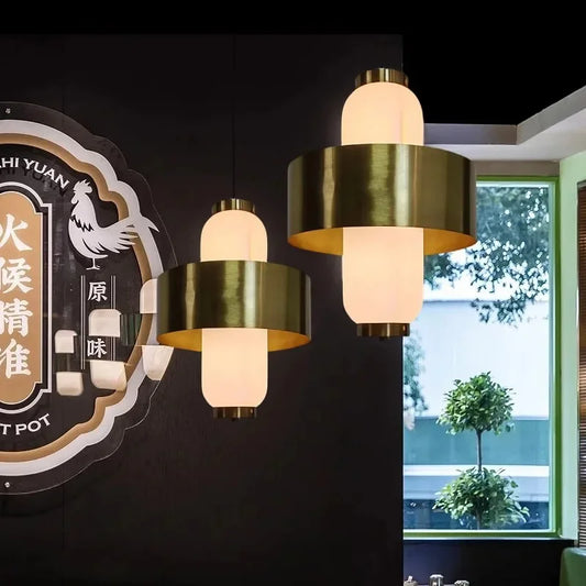 DecorBites™ Glass Brass Pendant Light - Medieval Style LED Chandelier for Dining, Kitchen, Bedrooms