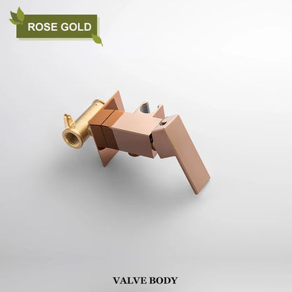 DecorBites™ Bidet Faucet Shower Mixer: Cold Hot Water Tap, Brass, Square Sprayer Head