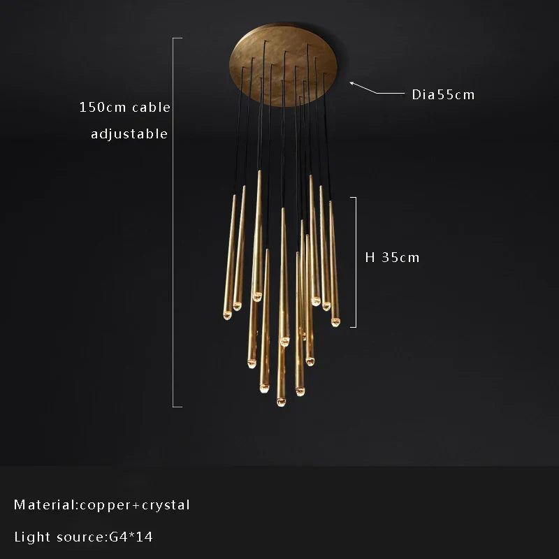 Lámpara de techo DecorBites™ con forma de gota de agua de cristal para una decoración clásica de sala de estar.