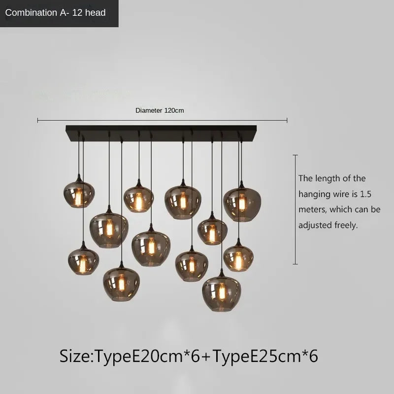 DecorBites™ LED Glass Pendant Chandelier for Kitchen Dining Bar Décor