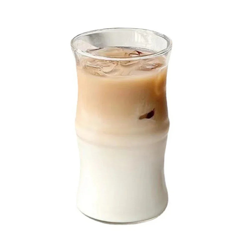 DecorBites™ Glass Bamboo Knot Mug - Cute Clear Glass Coffee Cup for Hot or Cold Drinks