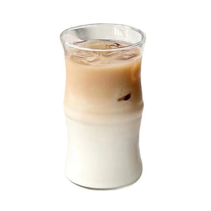 DecorBites™ Glass Bamboo Knot Mug - Cute Clear Glass Coffee Cup for Hot or Cold Drinks