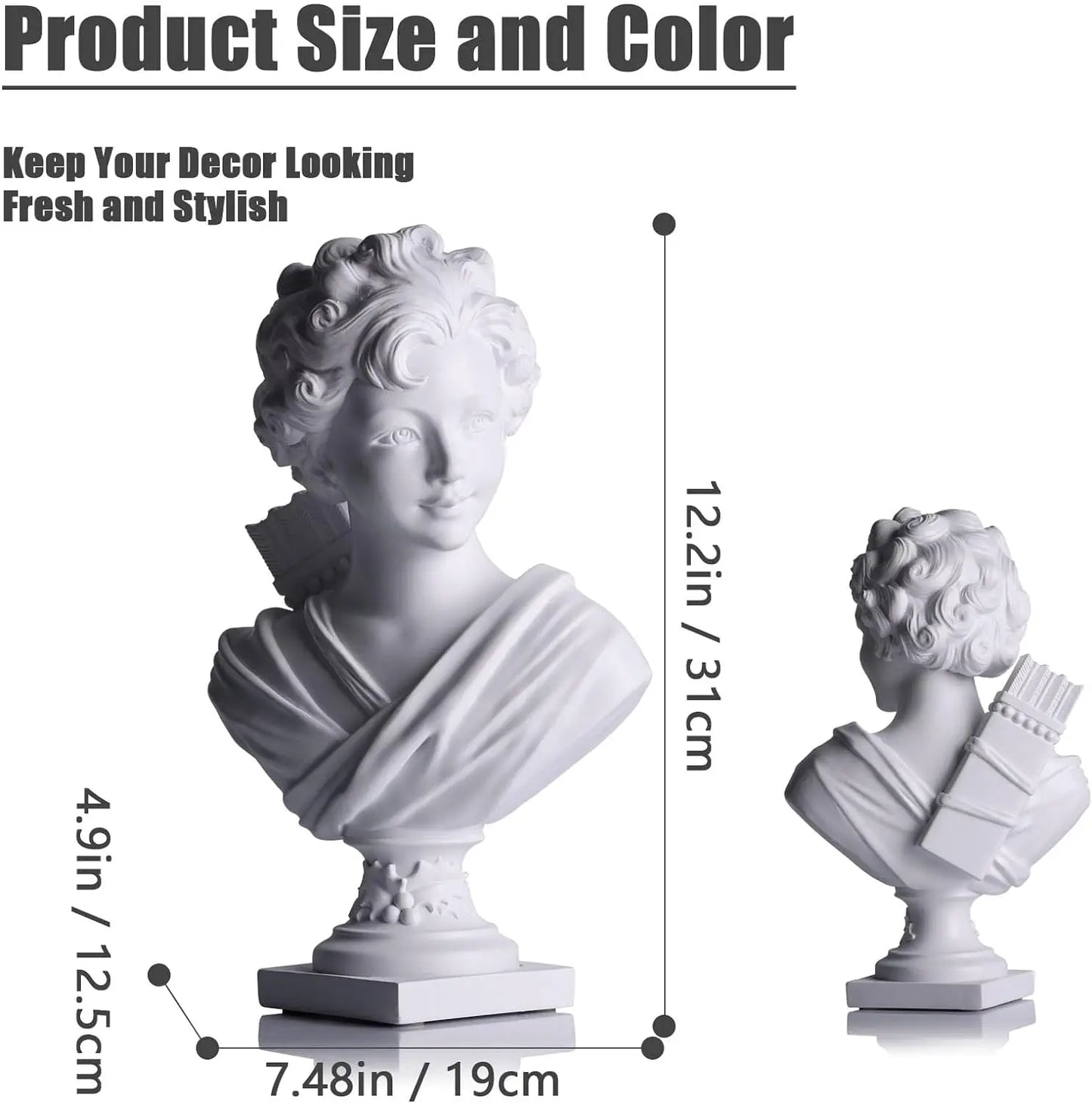 DecorBites™ 12.2" Cupid Statue Plaster Sculpture for Painting Practice and Home Decor