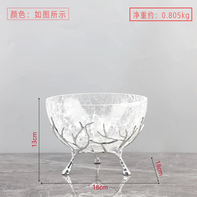 DecorBites™ Golden Branch Glass Fruit Plate: Stylish Home Storage Container & Decor Accessory