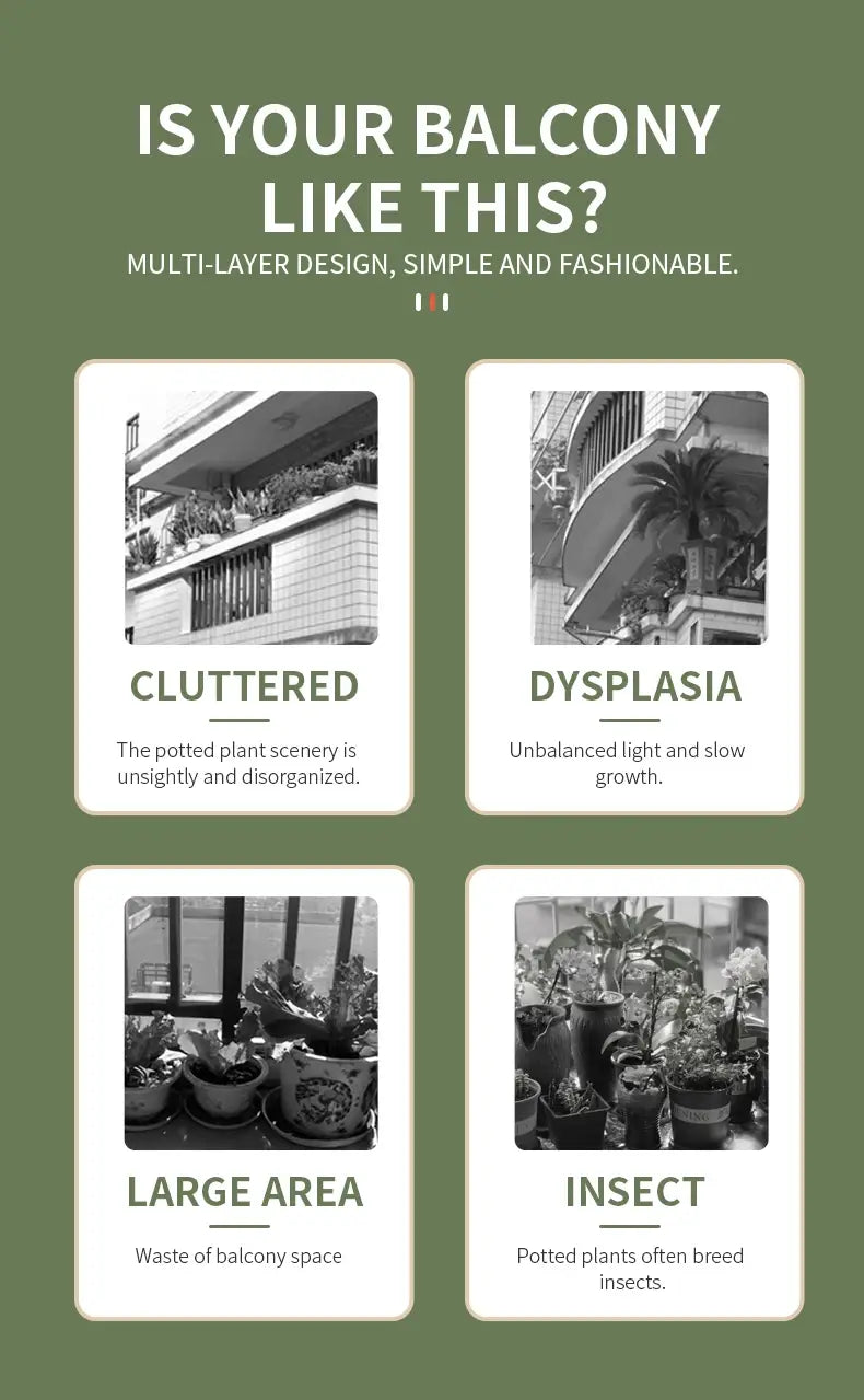 Estantería escalonada de madera para plantas con maceteros