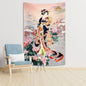 Decobites Geisha in Kimono Tapestry - Sakura Background Home Decor