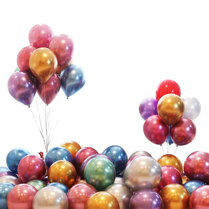 DecorBites™ 12-Inch Metal Latex Confetti Balloon Set for Wedding, Birthday, Party Decorations