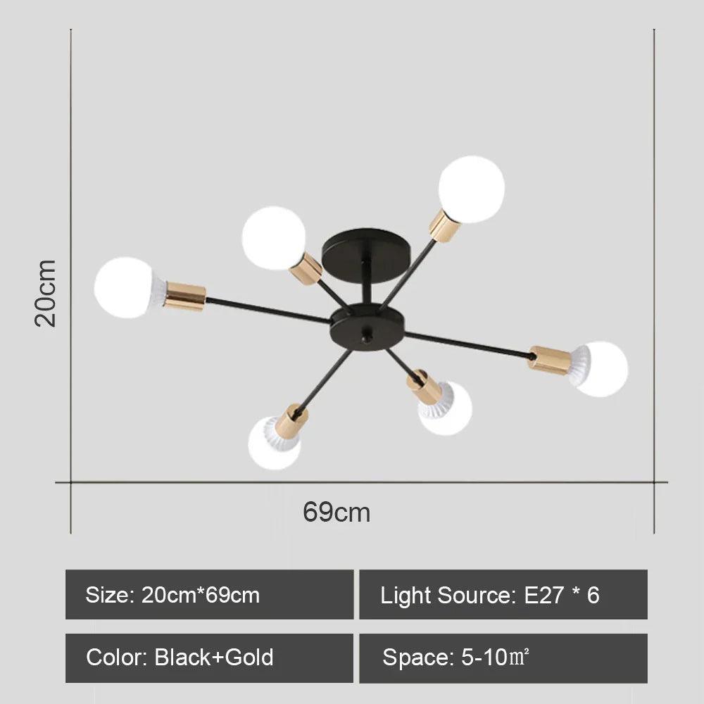 Decorbites™ Araña de Hierro Forjado Lámpara de Techo LED Accesorio de Iluminación Decorativa Moderna Vintage