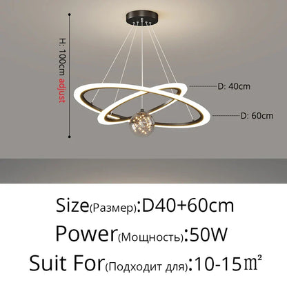 DecorBites™ Circle Ring Pendant Chandelier for Living Room Bedroom Restaurant Ceiling Lighting