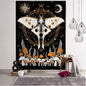 Decobites Celestial Moth Tapestry: Moon Phase Flower Mandala Wall Decor