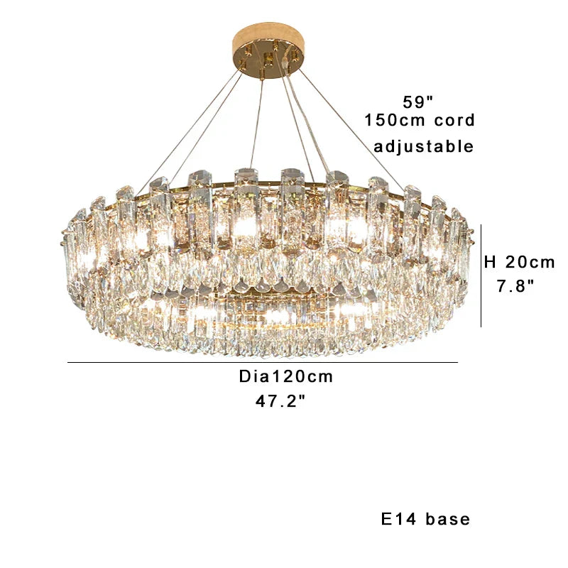 DecorBites™ Clear Crystal Oval Chandelier | Luxury Dining Room Light | Height Adjustable Hanglamp