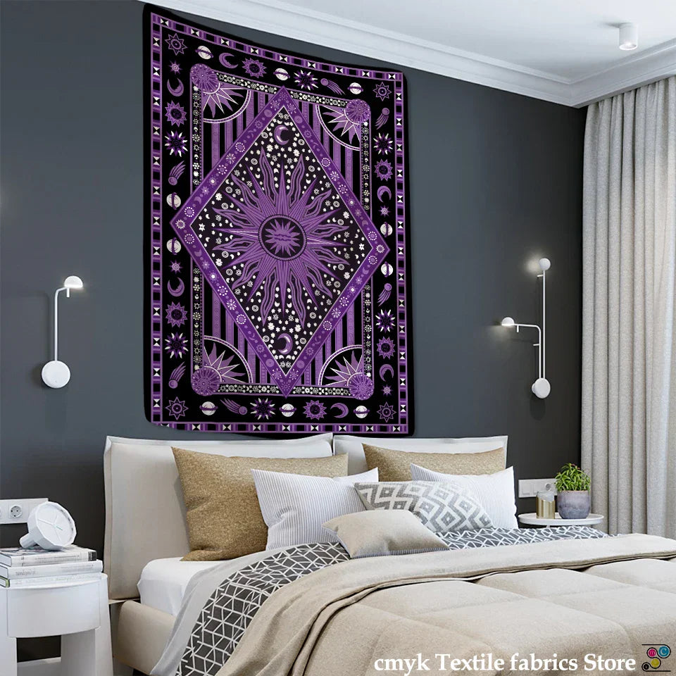 Decobites Psychedelic Sun Planet Tarot Tapestry for Home Decor