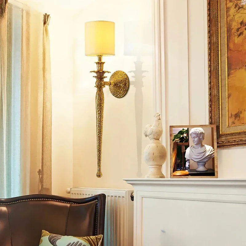 مصباح حائط نحاسي من DecorBites™ لخلفية التلفزيون في غرفة المعيشة الفاخرة، وغرفة النوم، وإضاءة LED للسلالم