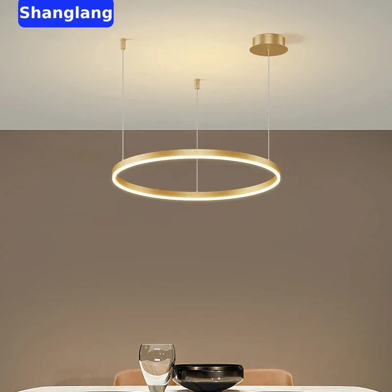 DecorBites™ Brushed Rings LED Chandelier: Modern Home Lighting for Living Room & Bedroom