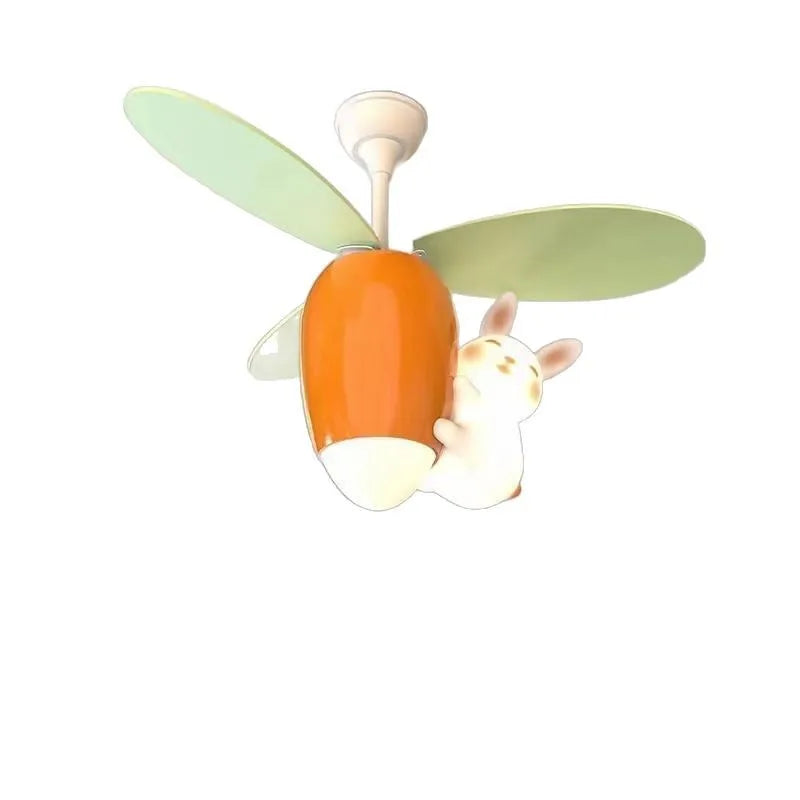 DecorBites™ Kids Room Rabbit Carrot Helicopter Ceiling Fan Lamp Boy Girl Bedroom