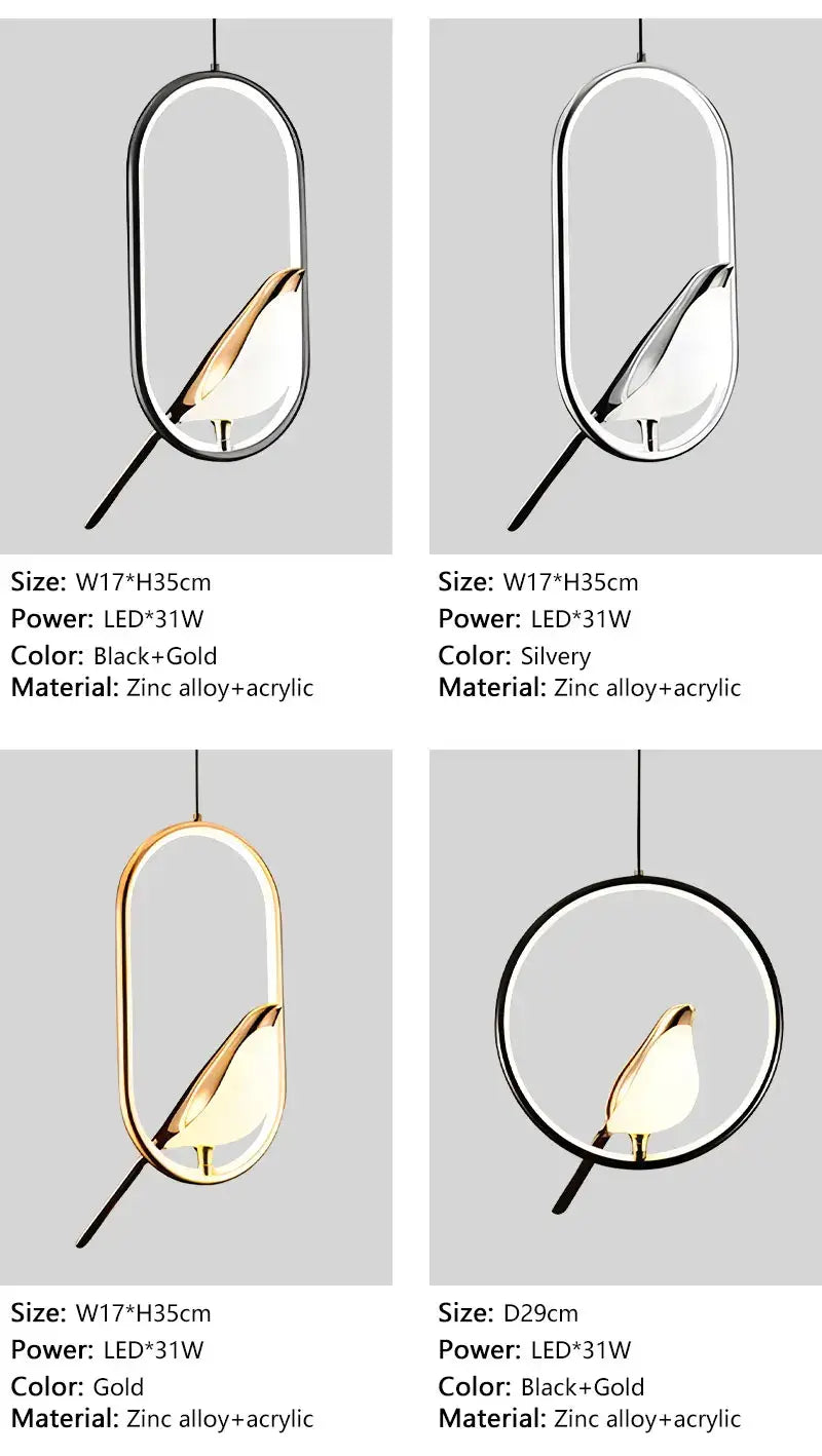 DecorBites™ Modern Magpie Bird LED Pendant Lights