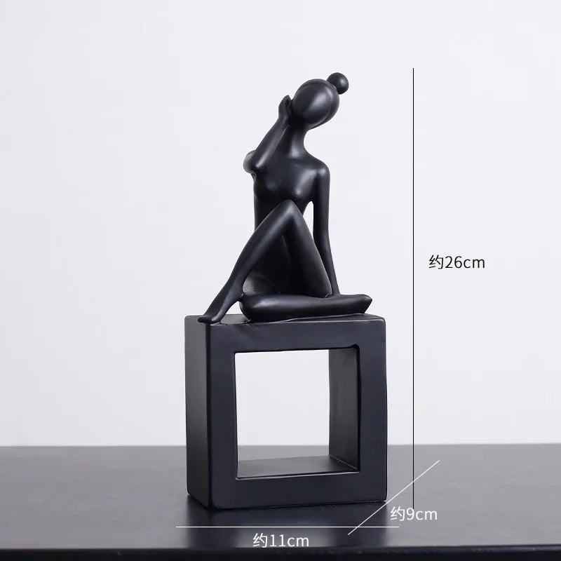 Escultura de figuras abstractas, minimalismo moderno, decoración de habitaciones, artesanías, estética DecorBites™