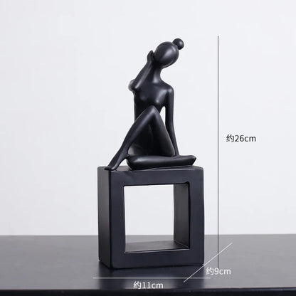 Escultura de figuras abstractas, minimalismo moderno, decoración de habitaciones, artesanías, estética DecorBites™