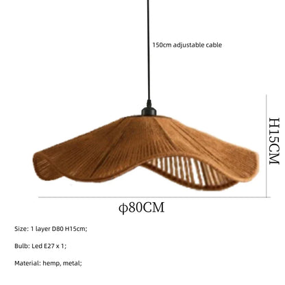 DecorBites™ Japanese Hemp Knit Pendant Light E27 LED Lamp - Nordic Wabi Sabi Style