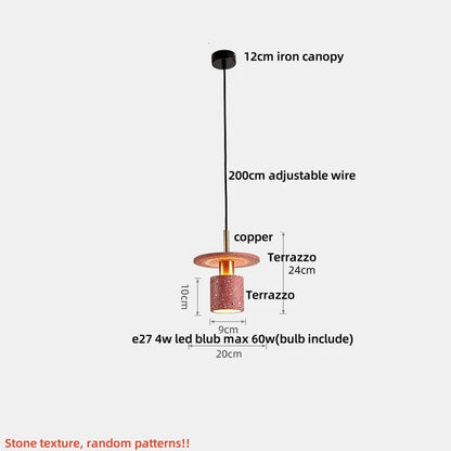 مصباح معلق LED أسود من DecorBites™ Terrazzo لغرفة الطعام والمعيشة والدرج