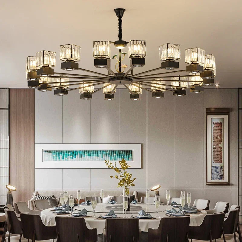 DecorBites™ Crystal Dining Room Chandelier with Spotlights for Hotel Club Ballroom