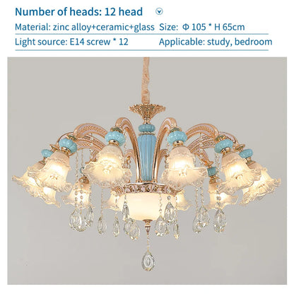 DecorBites™ Duplex Ceramic Crystal Pendant Lamp for Modern European Style Living Room