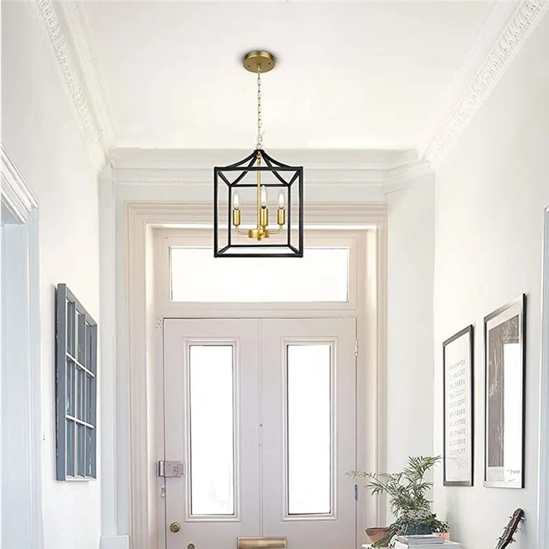 DecorBites™ Black Farmhouse Chandelier for Dining Kitchen Living Room E14 Lamp