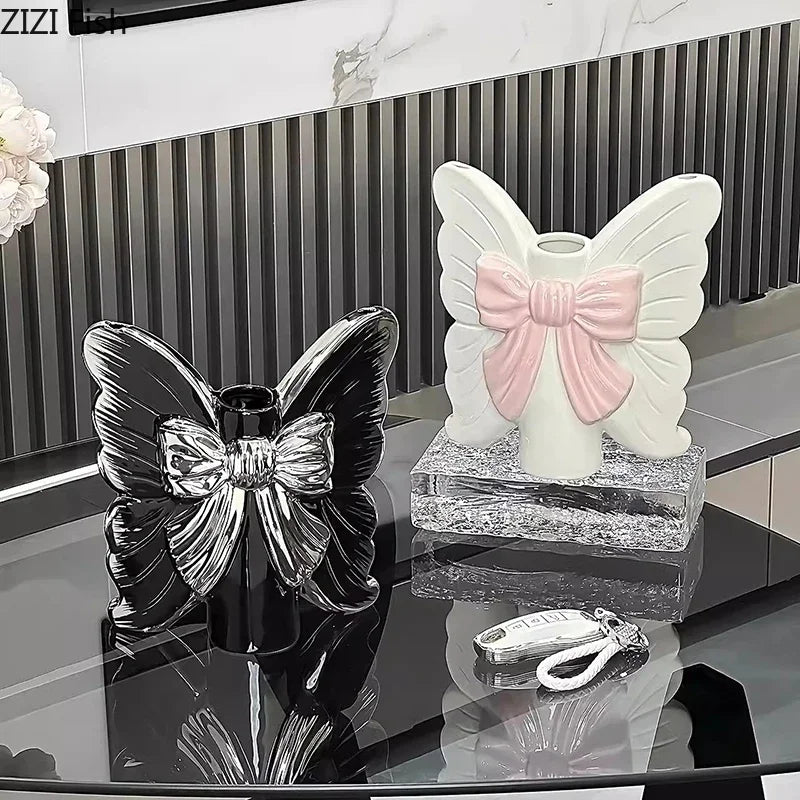 DecorBites™ Butterfly Ceramic Vase Flower Pots Modern Aesthetic Room Decor