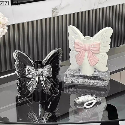 DecorBites™ Butterfly Ceramic Vase Flower Pots Modern Aesthetic Room Decor