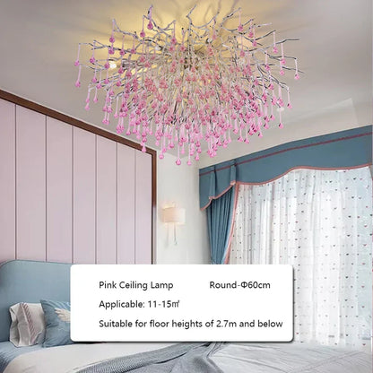 Decorbites™ Kinder-Rosa-Kristall-Kronleuchter: Bunte Chrom-Deckenleuchte für das Mädchenzimmer