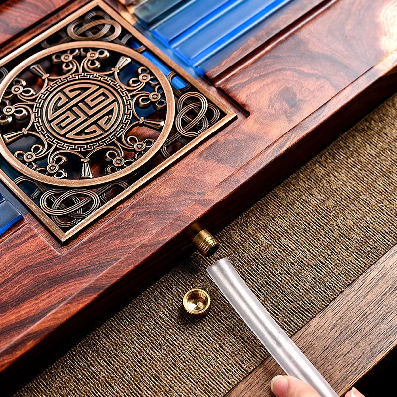 Bandeja de té de resina y madera hecha a mano DecorBites™ | Juego de té de burbujas para el hogar